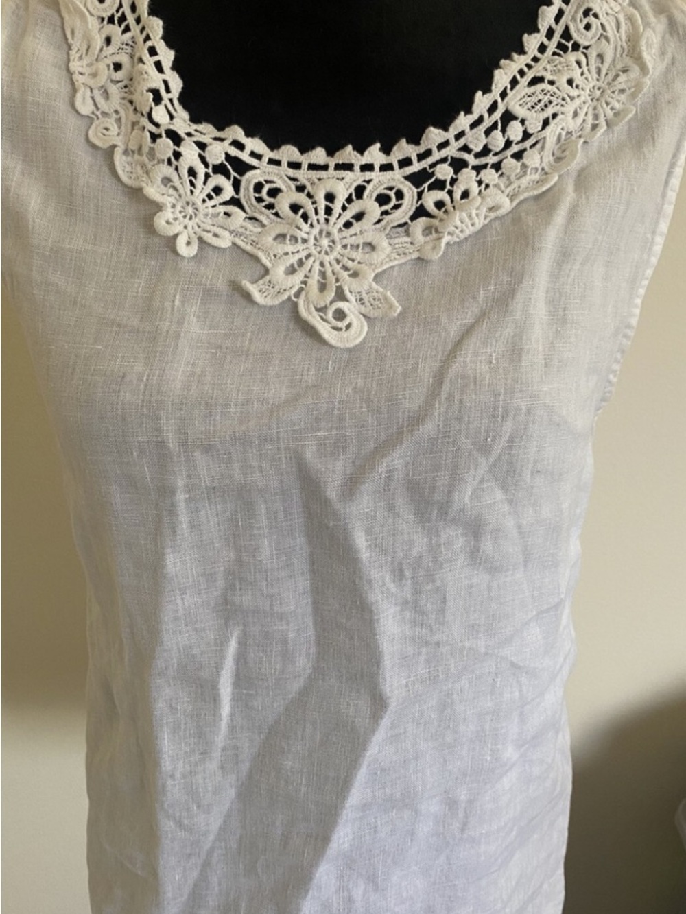 Alessia Pacini White Crochet Detail Italian linen top size M